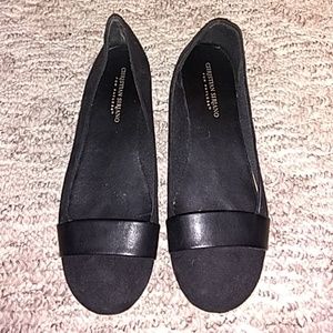 Black suede flats